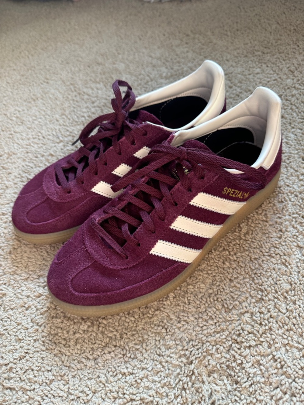 Adidas Spezial Burgundy Suede Sneakers with White Stripes - Picture 4 of 6